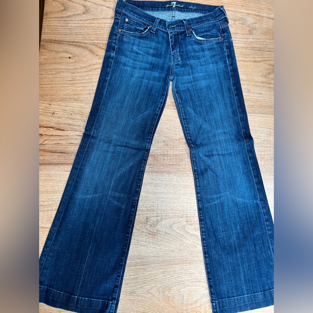 7 For All Mankind Blue Flare Jeans with Wide Leg